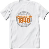 1940 Limited Edition Ring T-Shirt | Zilver - Goud | Grappig Verjaardag en Feest Cadeau Shirt | Dames - Heren - Unisex | Tshirt Kleding Kado | - Wit - M