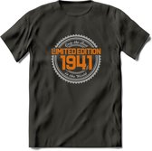 1941 Limited Edition Ring T-Shirt | Zilver - Goud | Grappig Verjaardag en Feest Cadeau Shirt | Dames - Heren - Unisex | Tshirt Kleding Kado | - Donker Grijs - L