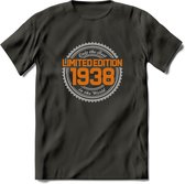 1938 Limited Edition Ring T-Shirt | Zilver - Goud | Grappig Verjaardag en Feest Cadeau Shirt | Dames - Heren - Unisex | Tshirt Kleding Kado | - Donker Grijs - S
