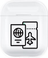 Hidzo case voor Apple's AirPods 1/2/3/4 - Hard Case - Paspoort Vliegtuig - Transparant - AirPods case