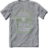 60 Jaar Legendarisch Gerijpt T-Shirt | Groen - Grijs | Grappig Verjaardag en Feest Cadeau Shirt | Dames - Heren - Unisex | Tshirt Kleding Kado | - Donker Grijs - Gemaleerd - L
