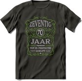 70 Jaar Legendarisch Gerijpt T-Shirt | Groen - Grijs | Grappig Verjaardag en Feest Cadeau Shirt | Dames - Heren - Unisex | Tshirt Kleding Kado | - Donker Grijs - XL