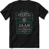 40 Jaar Legendarisch Gerijpt T-Shirt | Aqua - Grijs | Grappig Verjaardag en Feest Cadeau Shirt | Dames - Heren - Unisex | Tshirt Kleding Kado | - Zwart - M