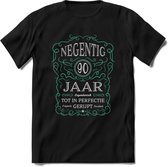 90 Jaar Legendarisch Gerijpt T-Shirt | Aqua - Grijs | Grappig Verjaardag en Feest Cadeau Shirt | Dames - Heren - Unisex | Tshirt Kleding Kado | - Zwart - L