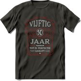 50 Jaar Legendarisch Gerijpt T-Shirt | Rood - Grijs | Grappig Verjaardag en Feest Cadeau Shirt | Dames - Heren - Unisex | Tshirt Kleding Kado | - Donker Grijs - L