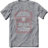 60 Jaar Legendarisch Gerijpt T-Shirt | Rood - Grijs | Grappig Verjaardag en Feest Cadeau Shirt | Dames - Heren - Unisex | Tshirt Kleding Kado | - Donker Grijs - Gemaleerd - XL