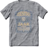 60 Jaar Legendarisch Gerijpt T-Shirt | Royal Blue - Ivoor | Grappig Verjaardag en Feest Cadeau Shirt | Dames - Heren - Unisex | Tshirt Kleding Kado | - Donker Grijs - Gemaleerd - M