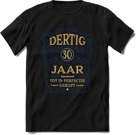 30 Jaar Legendarisch Gerijpt T-Shirt | Royal Blue - Ivoor | Grappig Verjaardag en Feest Cadeau Shirt | Dames - Heren - Unisex | Tshirt Kleding Kado | - Zwart - S