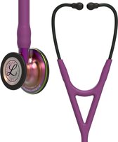 Littmann Cardiology IV Stethoscoop, borststuk met regenboogafwerking, pruimkleurige slang, paarse steel en zwarte headset, 6205