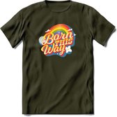 Born This Way | Pride T-Shirt | Grappig LHBTIQ+ / LGBTQ / Gay / Homo / Lesbi Cadeau Shirt | Dames - Heren - Unisex | Tshirt Kleding Kado | - Leger Groen - XL