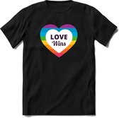 Love Wins | Pride T-Shirt | Grappig LHBTIQ+ / LGBTQ / Gay / Homo / Lesbi Cadeau Shirt | Dames - Heren - Unisex | Tshirt Kleding Kado | - Zwart - M