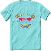 Happy Pride Day | Pride T-Shirt | Grappig LHBTIQ+ / LGBTQ / Gay / Homo / Lesbi Cadeau Shirt | Dames - Heren - Unisex | Tshirt Kleding Kado | - Licht Blauw - L
