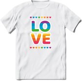 Love | Pride T-Shirt | Grappig LHBTIQ+ / LGBTQ / Gay / Homo / Lesbi Cadeau Shirt | Dames - Heren - Unisex | Tshirt Kleding Kado | - Wit - M