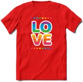 Love | Pride T-Shirt | Grappig LHBTIQ+ / LGBTQ / Gay / Homo / Lesbi Cadeau Shirt | Dames - Heren - Unisex | Tshirt Kleding Kado | - Rood - L