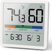 Thermometer | Hygrometer | Draagbaar | Digitaal |  Luchtvochtigheidsmeter | 8,5 Cm Lcd-Display | Binnen-Thermometer | magneet | Kleefpads | Vochtigheidsmeter | 7 x 1.4 x 7 Cm | Wit