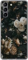 Geschikt voor Samsung Galaxy S21 hoesje - Bloemen - Patronen - Vogel - Siliconen Telefoonhoesje