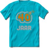 40 Jaar Feest T-Shirt | Goud - Zilver | Grappig Verjaardag Cadeau Shirt | Dames - Heren - Unisex | Tshirt Kleding Kado | - Blauw - XL