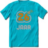 26 Jaar Feest T-Shirt | Goud - Zilver | Grappig Verjaardag Cadeau Shirt | Dames - Heren - Unisex | Tshirt Kleding Kado | - Blauw - L