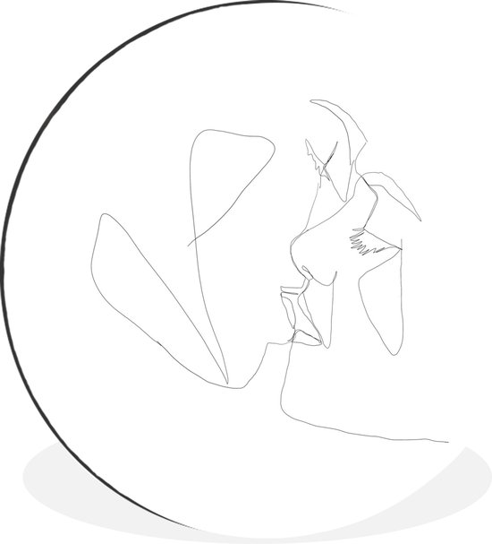 WallCircle - Wandcirkel - Muurcirkel - Liefde - Relatie - Line art - Aluminium - Dibond - ⌀ 60 cm - Binnen en Buiten