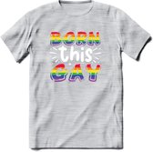 Born This Gay | Pride T-Shirt | Grappig LHBTIQ+ / LGBTQ / Gay / Homo / Lesbi Cadeau Shirt | Dames - Heren - Unisex | Tshirt Kleding Kado | - Licht Grijs - Gemaleerd - XL