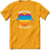 Love Is Love | Pride T-Shirt | Grappig LHBTIQ+ / LGBTQ / Gay / Homo / Lesbi Cadeau Shirt | Dames - Heren - Unisex | Tshirt Kleding Kado | - Geel - 3XL