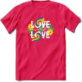 Love Is Love | Pride T-Shirt | Grappig LHBTIQ+ / LGBTQ / Gay / Homo / Lesbi Cadeau Shirt | Dames - Heren - Unisex | Tshirt Kleding Kado | - Roze - XXL