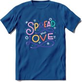 Spread Love | Pride T-Shirt | Grappig LHBTIQ+ / LGBTQ / Gay / Homo / Lesbi Cadeau Shirt | Dames - Heren - Unisex | Tshirt Kleding Kado | - Donker Blauw - L