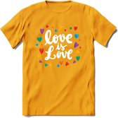 Love Is Love | Pride T-Shirt | Grappig LHBTIQ+ / LGBTQ / Gay / Homo / Lesbi Cadeau Shirt | Dames - Heren - Unisex | Tshirt Kleding Kado | - Geel - M