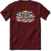 Love Wins | Pride T-Shirt | Grappig LHBTIQ+ / LGBTQ / Gay / Homo / Lesbi Cadeau Shirt | Dames - Heren - Unisex | Tshirt Kleding Kado | - Burgundy - L