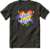 Love Is Love | Pride T-Shirt | Grappig LHBTIQ+ / LGBTQ / Gay / Homo / Lesbi Cadeau Shirt | Dames - Heren - Unisex | Tshirt Kleding Kado | - Donker Grijs - S