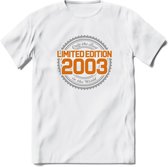 2003 Limited Edition Ring T-Shirt | Zilver - Goud | Grappig Verjaardag en Feest Cadeau Shirt | Dames - Heren - Unisex | Tshirt Kleding Kado | - Wit - L