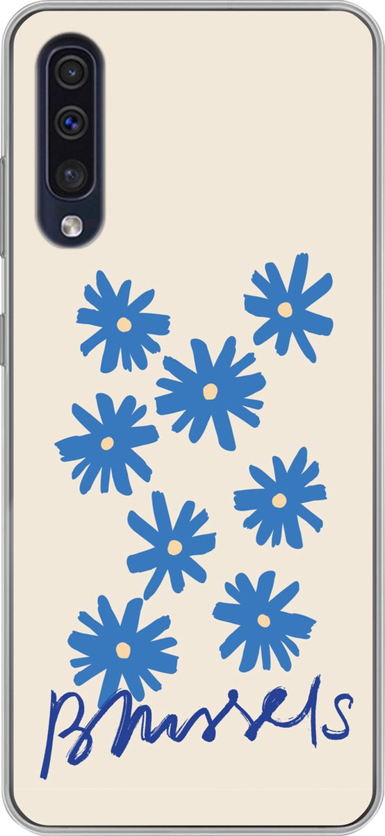 Telefoonhoesje Geschikt voor Samsung Galaxy A30s hoesje - Bloem - Design - Brussel - Minimalisme - Siliconen Telefoonhoesje Telefoonhoesje