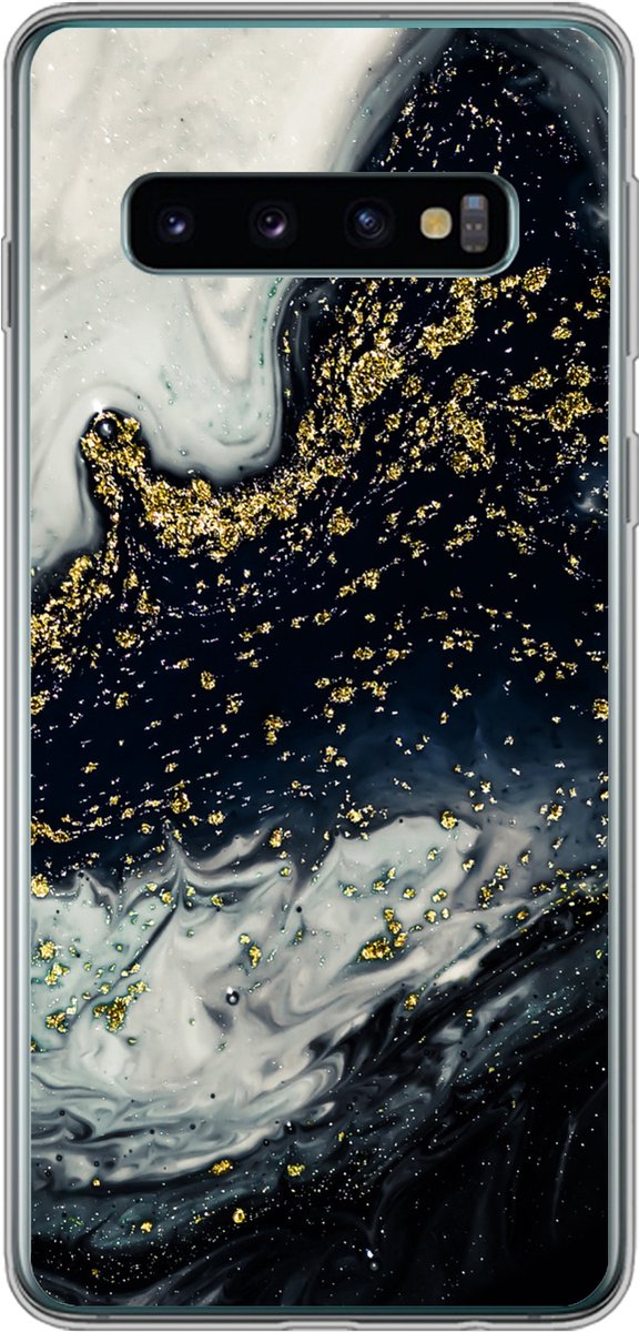 Telefoonhoesje Geschikt voor Samsung Galaxy S10 hoesje - Marmer print - Natuursteen - Goud - Siliconen Telefoonhoesje Telefoonhoesje