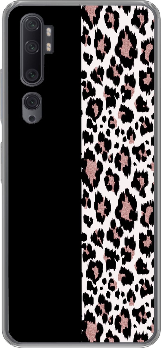 Telefoonhoesje Geschikt voor Xiaomi Mi Note 10 hoesje - Dierenprint - Panter - Roze - Siliconen Telefoonhoesje Telefoonhoesje
