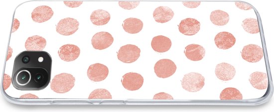 Coque Xiaomi Mi 11 Lite - Pois - Rose - Wit - Siliconen