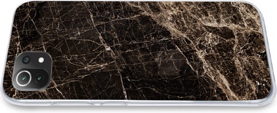 Telefoonhoesje Geschikt voor Xiaomi Mi 11 Lite hoesje - Marmer print - Luxe - Zwart - Siliconen Telefoonhoesje Telefoonhoesje