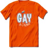 Gay | Pride T-Shirt | Grappig LHBTIQ+ / LGBTQ / Gay / Homo / Lesbi Cadeau Shirt | Dames - Heren - Unisex | Tshirt Kleding Kado | - Oranje - 3XL