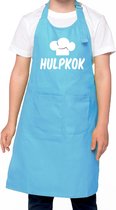 Hulpkok keukenschort blauw voor jongens en meisjes - Keukenschort kinderen/ kinder schort