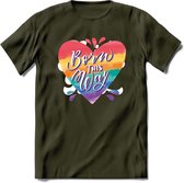 Born This Way | Pride T-Shirt | Grappig LHBTIQ+ / LGBTQ / Gay / Homo / Lesbi Cadeau Shirt | Dames - Heren - Unisex | Tshirt Kleding Kado | - Leger Groen - L