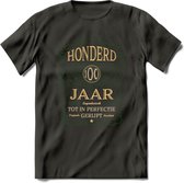 100 Jaar Legendarisch Gerijpt T-Shirt | Mos - Ivoor | Grappig Verjaardag en Feest Cadeau Shirt | Dames - Heren - Unisex | Tshirt Kleding Kado | - Donker Grijs - L