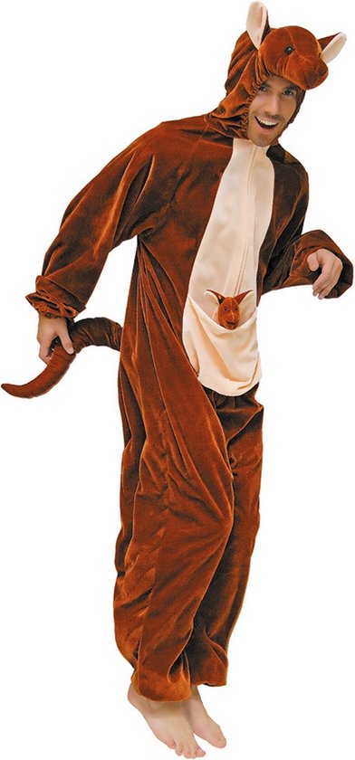Wilbers & Wilbers - Kangoeroe Kostuum - Reuzensprong Kangoeroe - Man - Bruin - Maat 54 - Carnavalskleding - Verkleedkleding