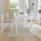 Medina Eetkamerstoelen 4 st massief rubberwood en fluweel wit