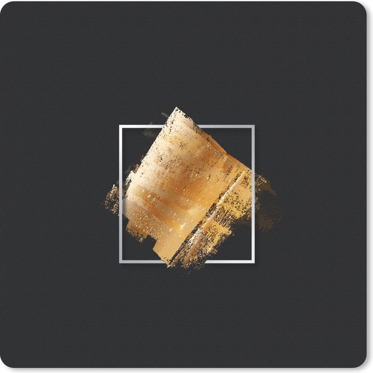Muismat 30x30 cm - Mousepad Gouden verfstrepen op een zwarte achtergrond - Muismatten