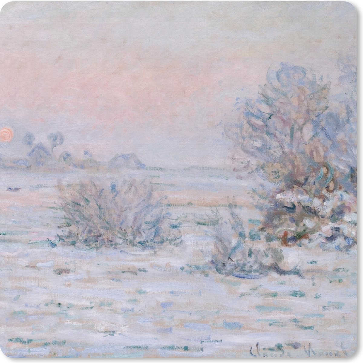 Muismat 30x30 cm - Mousepad Winterzon Lavacourt - Claude Monet - Muismatten