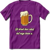 Ik Drink Bier Alsof Het Mijn Baan IsT-Shirt | Bier Kleding | Feest | Drank | Grappig Verjaardag Cadeau | - Paars - XL