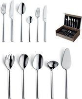 Amefa Metropole 78-delige Bestekset – 12 Personen – Zilver – In Luxe Houten Cassette-Hoogwaardig 18/10 chroomnikkelstaal