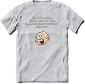 Onze abraham is nog niet zo oud T-Shirt | Grappig Abraham 50 Jaar Verjaardag Kleding Cadeau | Dames – Heren - Licht Grijs - Gemaleerd - XXL