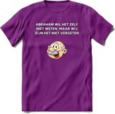 Abraham wil het zelf niet weten T-Shirt | Grappig Abraham 50 Jaar Verjaardag Kleding Cadeau | Dames – Heren - Paars - XL