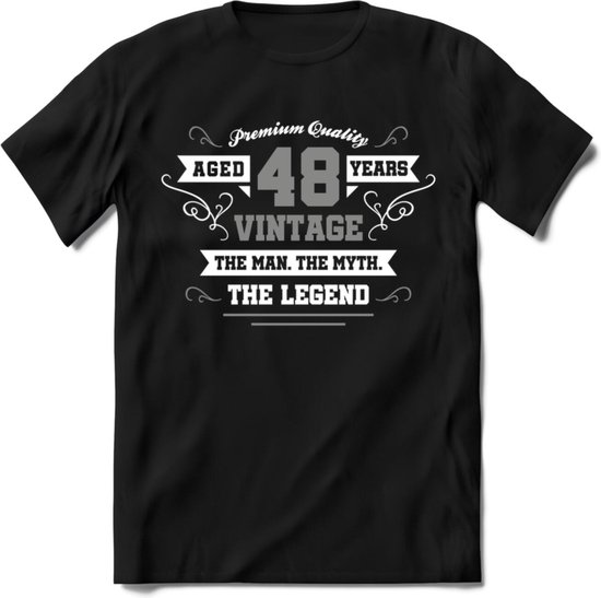 48 Jaar Legend T-Shirt | Zilver - Wit | Grappig Verjaardag en Feest Cadeau | Dames - Heren - Unisex | Kleding Kado | - Zwart - L