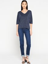 LOLALIZA Lurex trui - Marine Blauw - Maat M